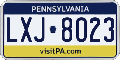 PA license plate LXJ8023