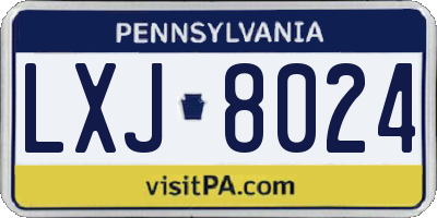 PA license plate LXJ8024