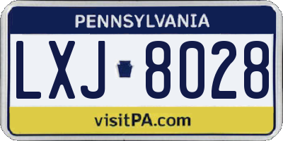 PA license plate LXJ8028