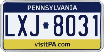PA license plate LXJ8031