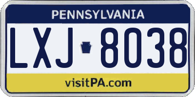 PA license plate LXJ8038