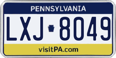 PA license plate LXJ8049