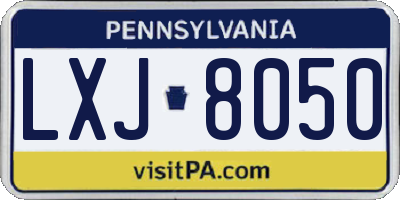 PA license plate LXJ8050