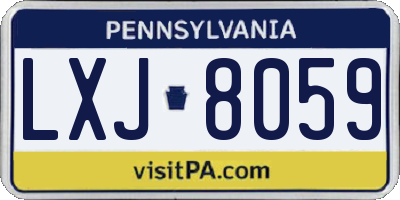 PA license plate LXJ8059