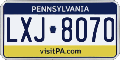 PA license plate LXJ8070