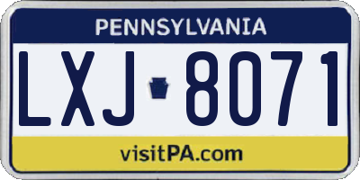 PA license plate LXJ8071