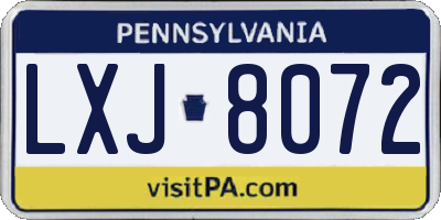 PA license plate LXJ8072