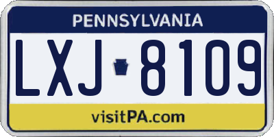 PA license plate LXJ8109