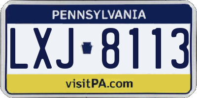 PA license plate LXJ8113