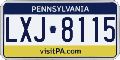 PA license plate LXJ8115