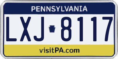 PA license plate LXJ8117