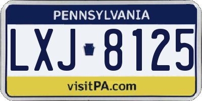 PA license plate LXJ8125