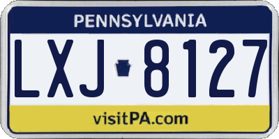 PA license plate LXJ8127