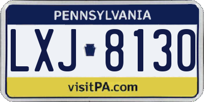 PA license plate LXJ8130