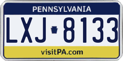 PA license plate LXJ8133