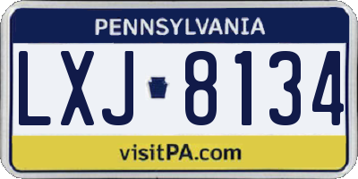 PA license plate LXJ8134