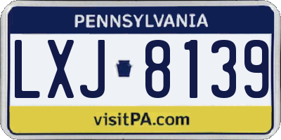 PA license plate LXJ8139