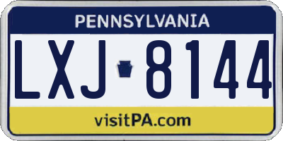 PA license plate LXJ8144