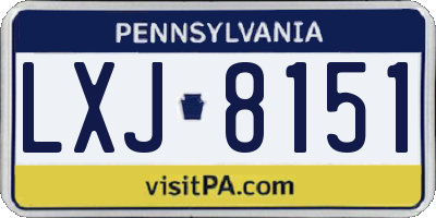 PA license plate LXJ8151