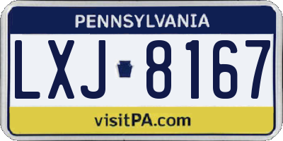 PA license plate LXJ8167