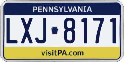 PA license plate LXJ8171