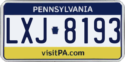 PA license plate LXJ8193
