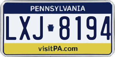 PA license plate LXJ8194