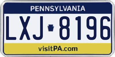 PA license plate LXJ8196