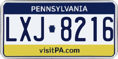 PA license plate LXJ8216