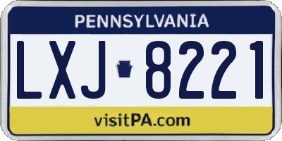 PA license plate LXJ8221