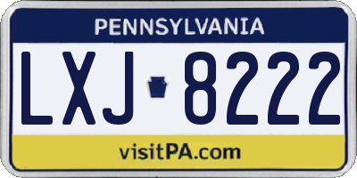PA license plate LXJ8222