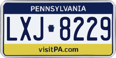 PA license plate LXJ8229