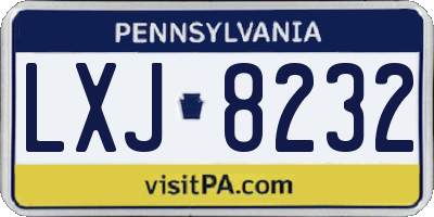 PA license plate LXJ8232