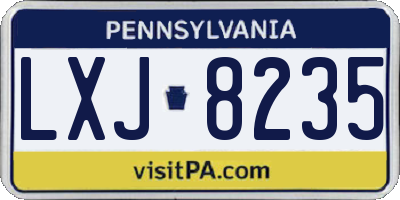 PA license plate LXJ8235