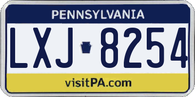 PA license plate LXJ8254