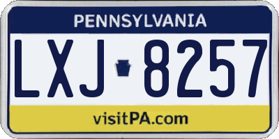 PA license plate LXJ8257