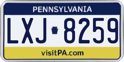 PA license plate LXJ8259