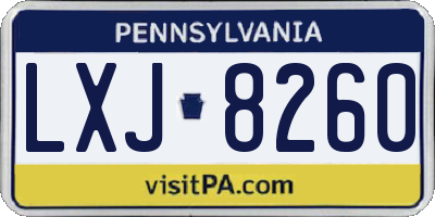 PA license plate LXJ8260