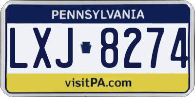 PA license plate LXJ8274