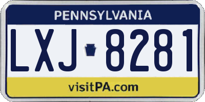 PA license plate LXJ8281