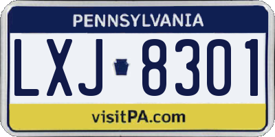 PA license plate LXJ8301