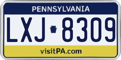 PA license plate LXJ8309