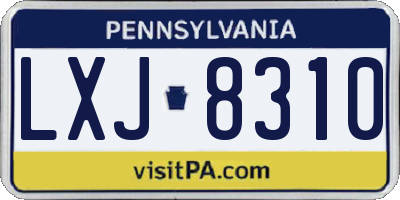 PA license plate LXJ8310