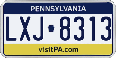 PA license plate LXJ8313