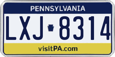 PA license plate LXJ8314