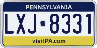 PA license plate LXJ8331