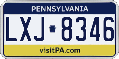 PA license plate LXJ8346