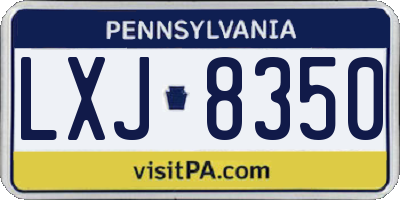 PA license plate LXJ8350