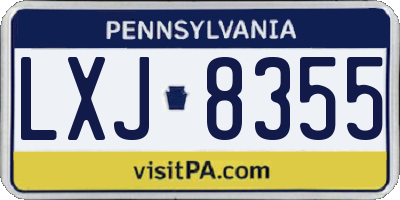 PA license plate LXJ8355