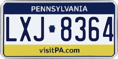 PA license plate LXJ8364